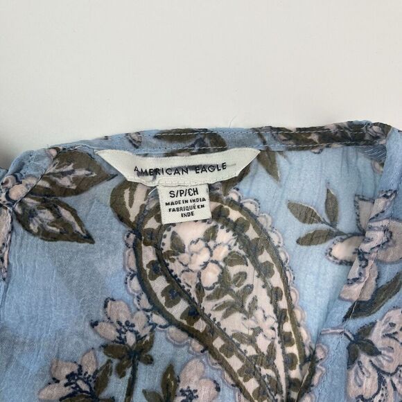 American Eagle Y2K Babydoll Top S Floral Paisley Festival Cottagecore Boho Fairy - Picture 4 of 15